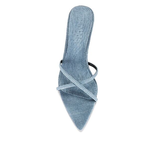 FEMME LA Copenhagen Kitten Slipper in Denim EUC Size 9 - Picture 3 of 9